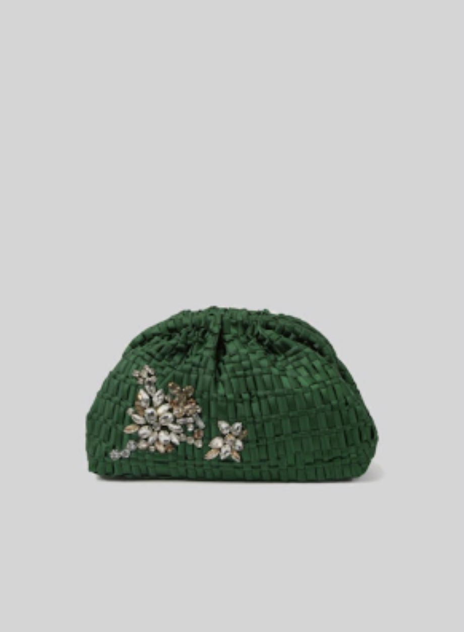 Maria La Rosa Crystal Game Clutch - Forest Green