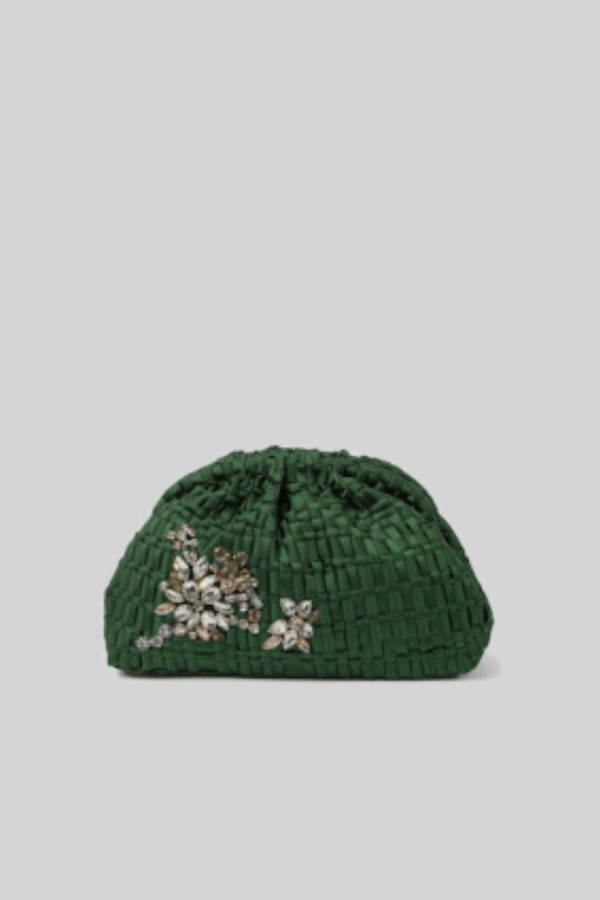 Maria La Rosa Crystal Game Clutch - Forest Green