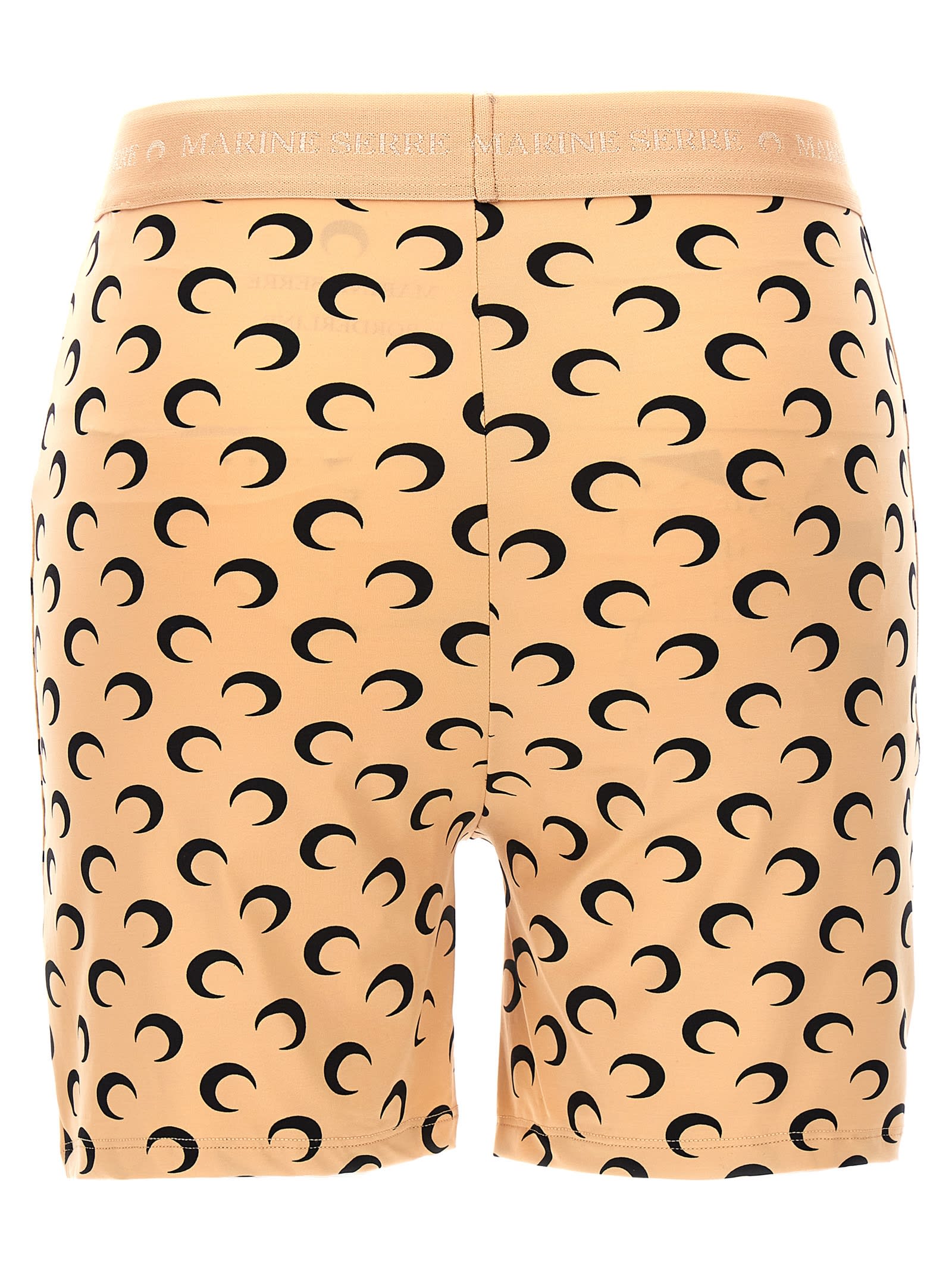 MARINE SERRE Recycled Moon Biker Shorts - Beige