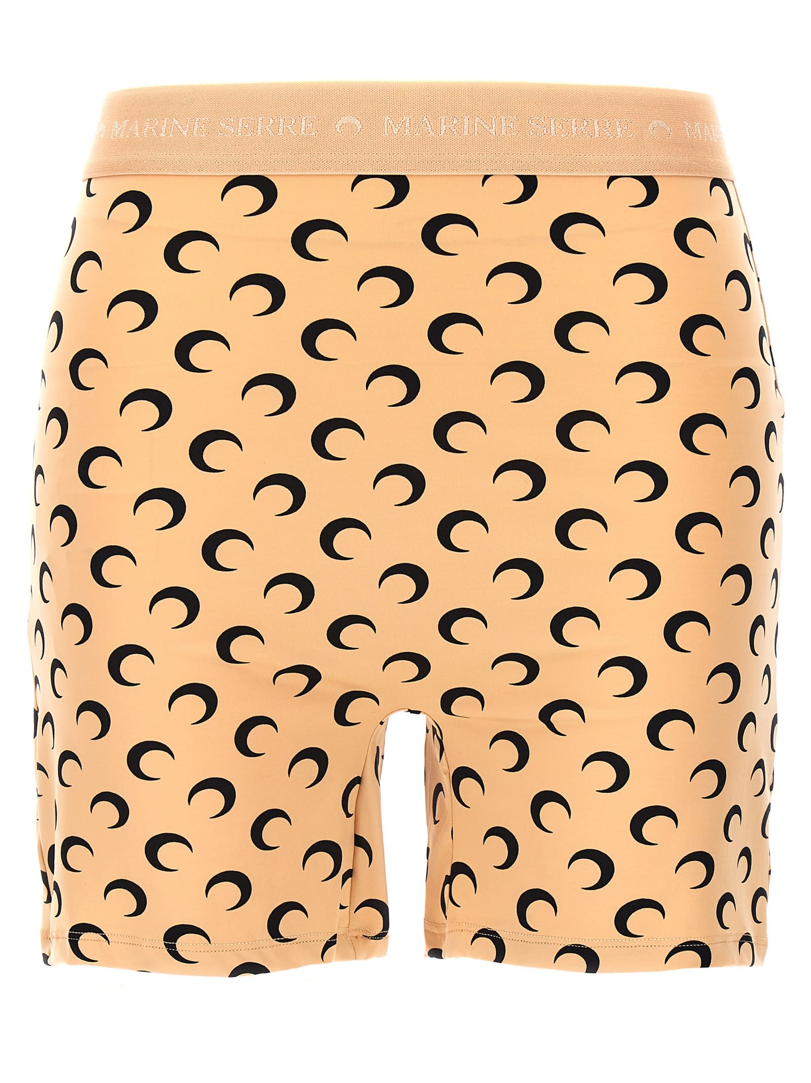 MARINE SERRE Recycled Moon Biker Shorts - Beige