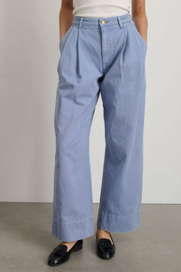 B Sides Martin Pleated Chino - Pale Blue