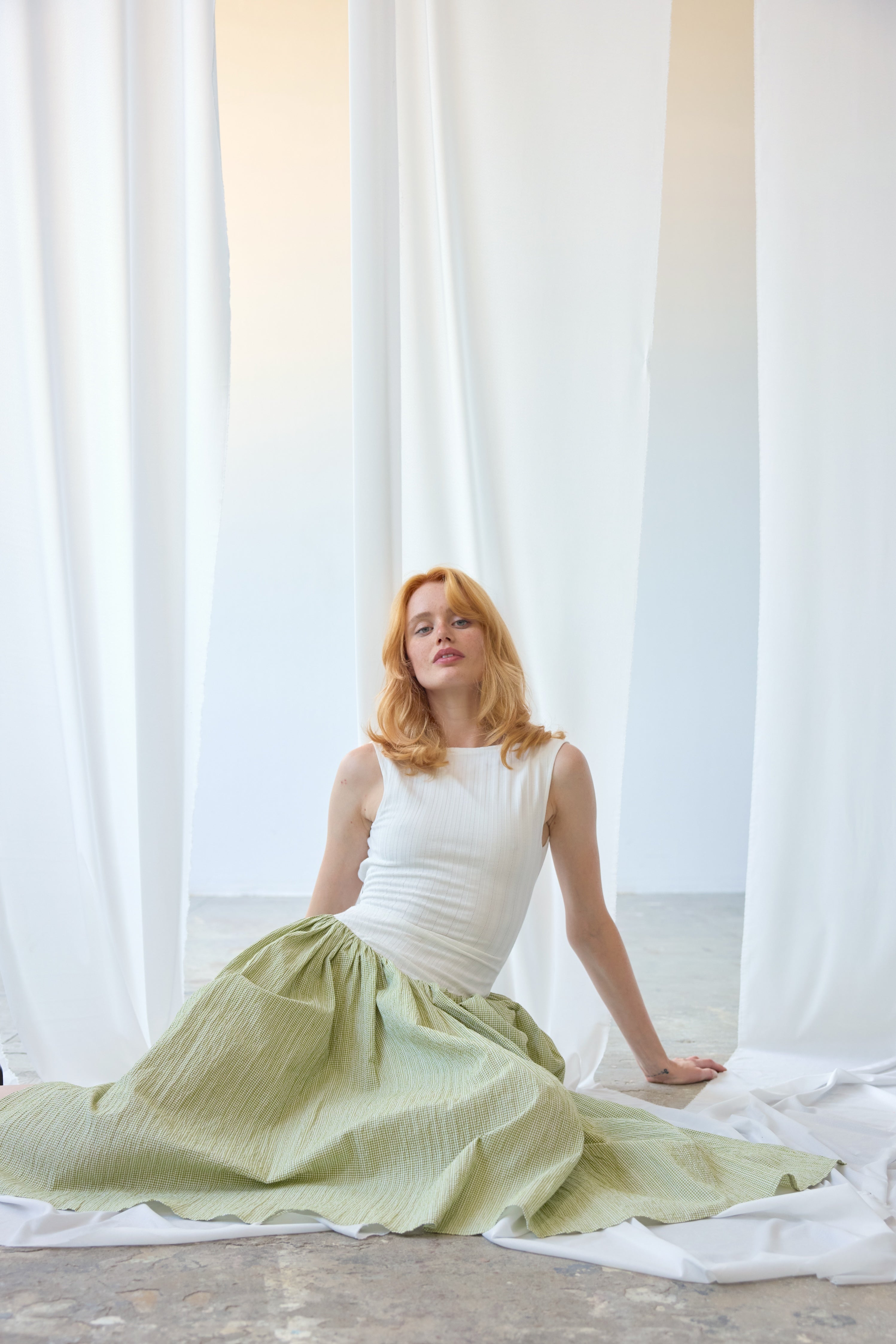 OhSevenDays Martina Dress - White & Green