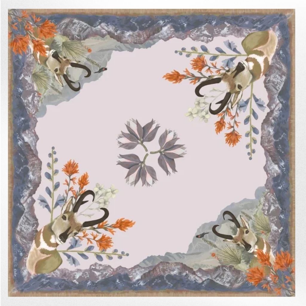 Matty Miller Studio 100% Silk San Luis Landscape Wildlife Floral Scarf