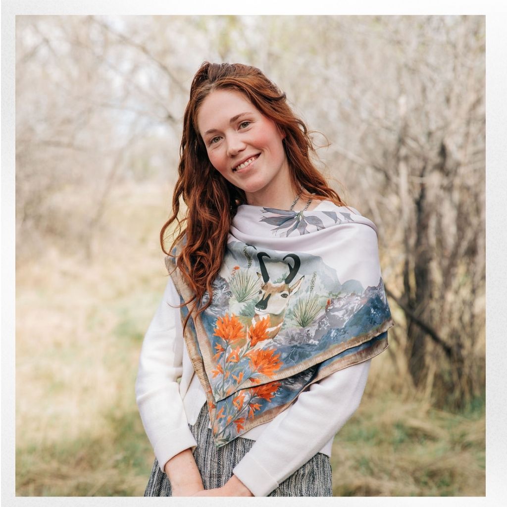 Matty Miller Studio 100% Silk San Luis Landscape Wildlife Floral Scarf