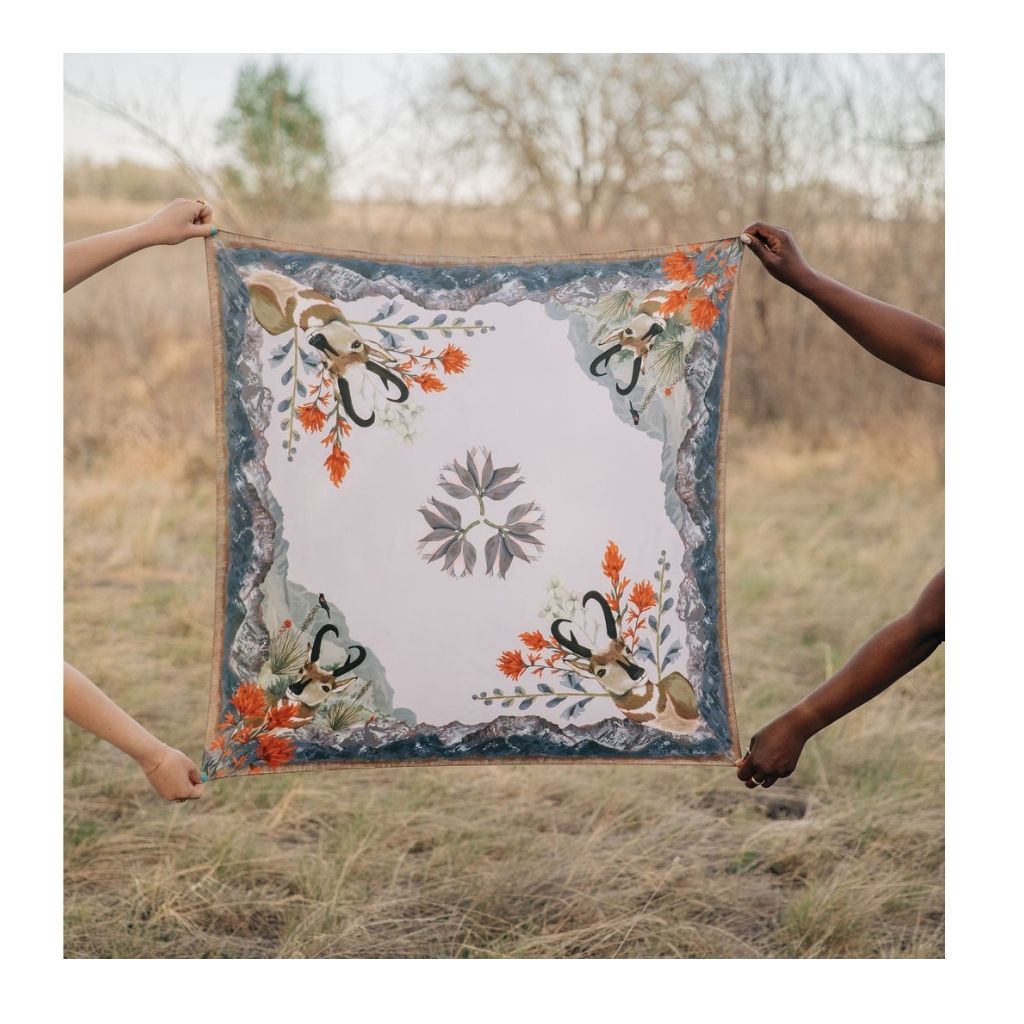 Matty Miller Studio 100% Silk San Luis Landscape Wildlife Floral Scarf