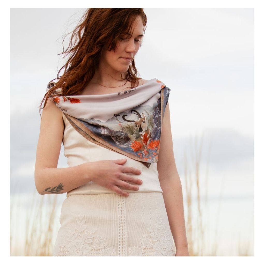 Matty Miller Studio 100% Silk San Luis Landscape Wildlife Floral Scarf