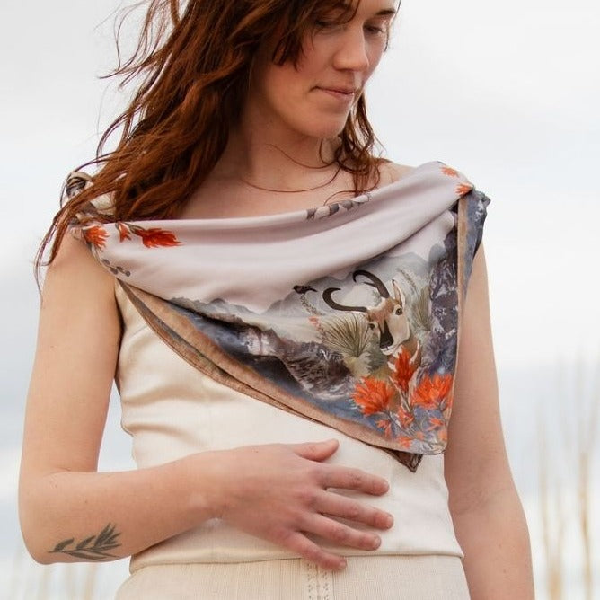 Matty Miller Studio 100% Silk San Luis Landscape Wildlife Floral Scarf