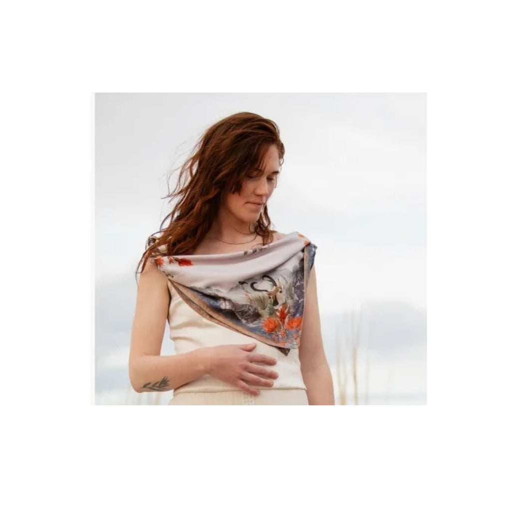 Matty Miller Studio 100% Silk San Luis Landscape Wildlife Floral Scarf