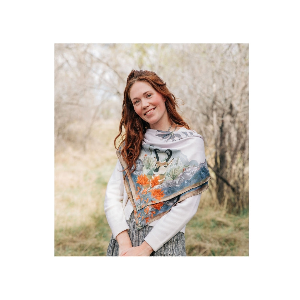 Matty Miller Studio 100% Silk San Luis Landscape Wildlife Floral Scarf