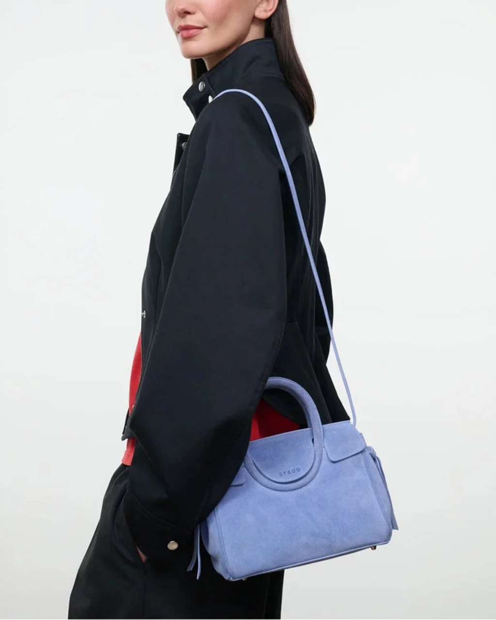 Staud Maude Mini Carryall Cielo Suede Handbag - Blue