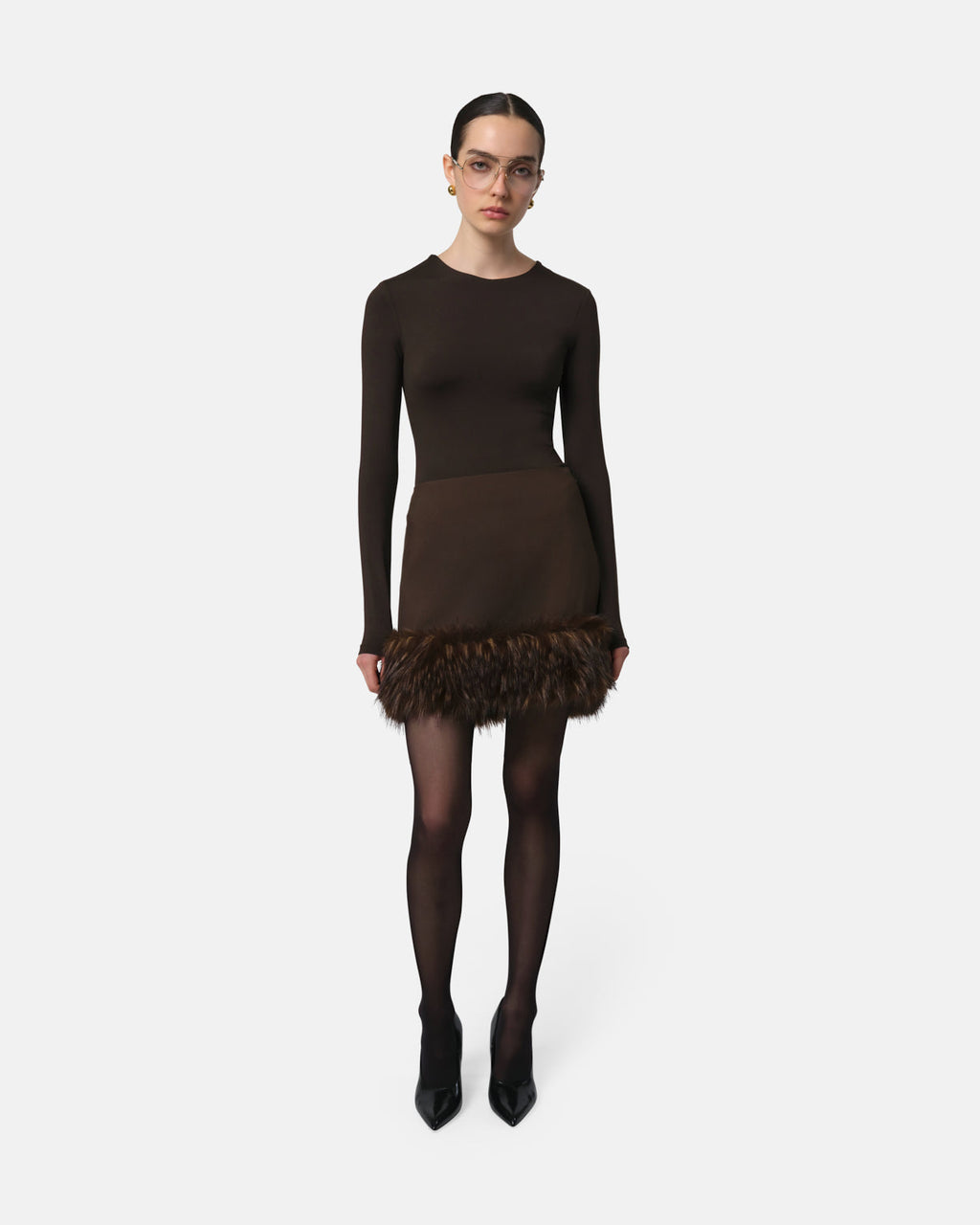 APPARIS Meadow Skirt - Dark Brown/Dk Brown