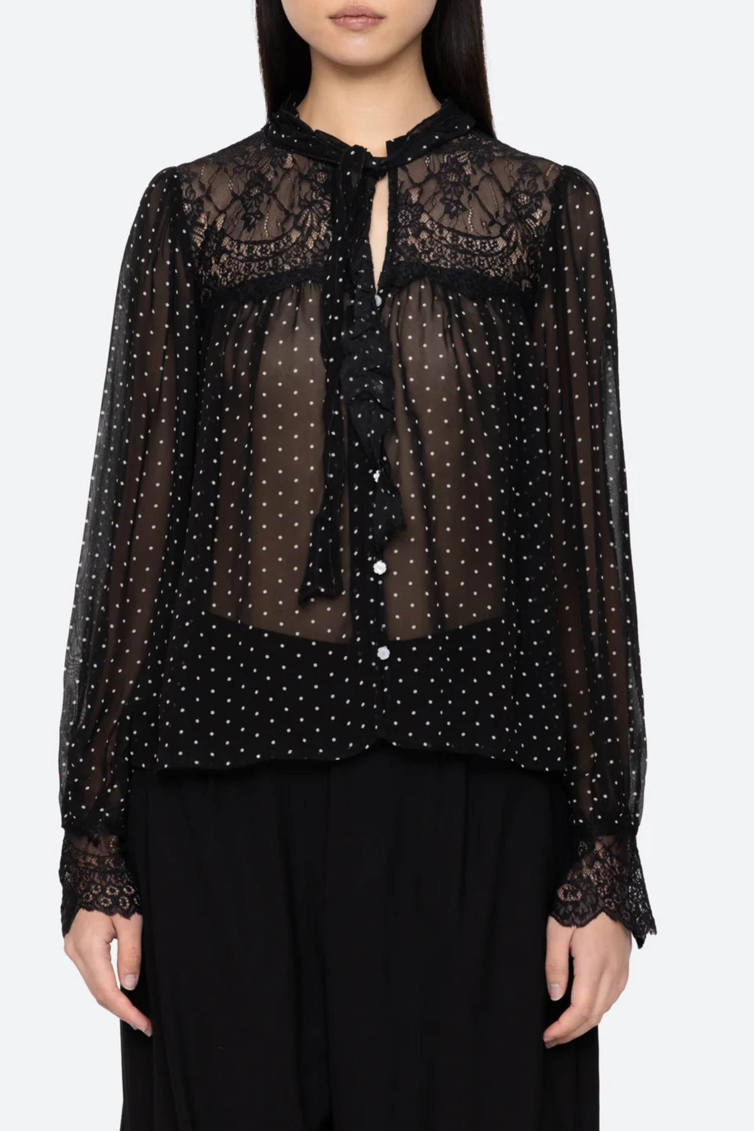 Sea NY Melody Polka Dot Top - Black
