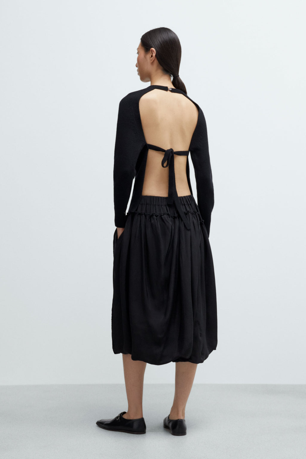 Cordera Merino Wool Open-Back Cardigan - Black