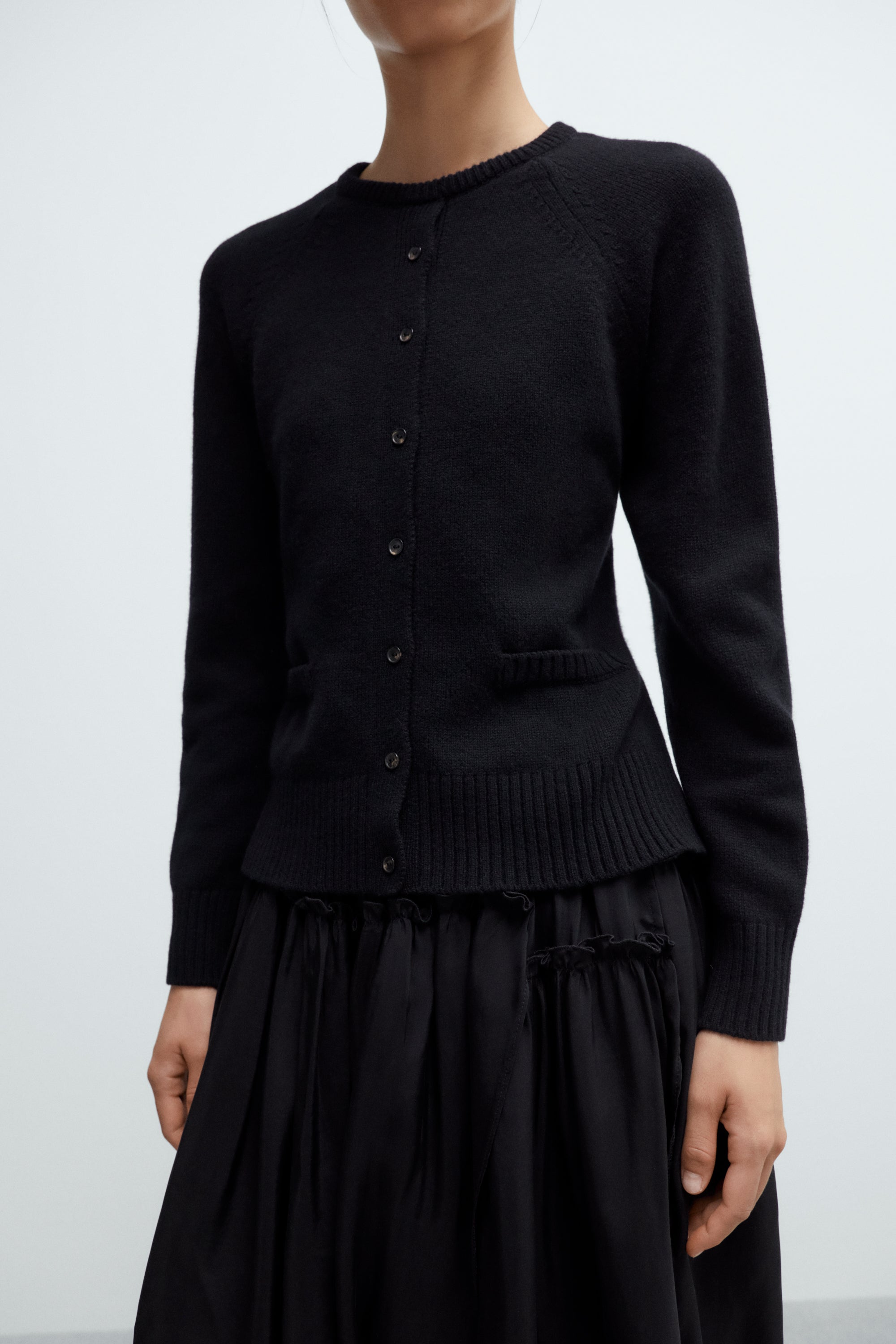 Cordera Merino Wool Open-Back Cardigan - Black