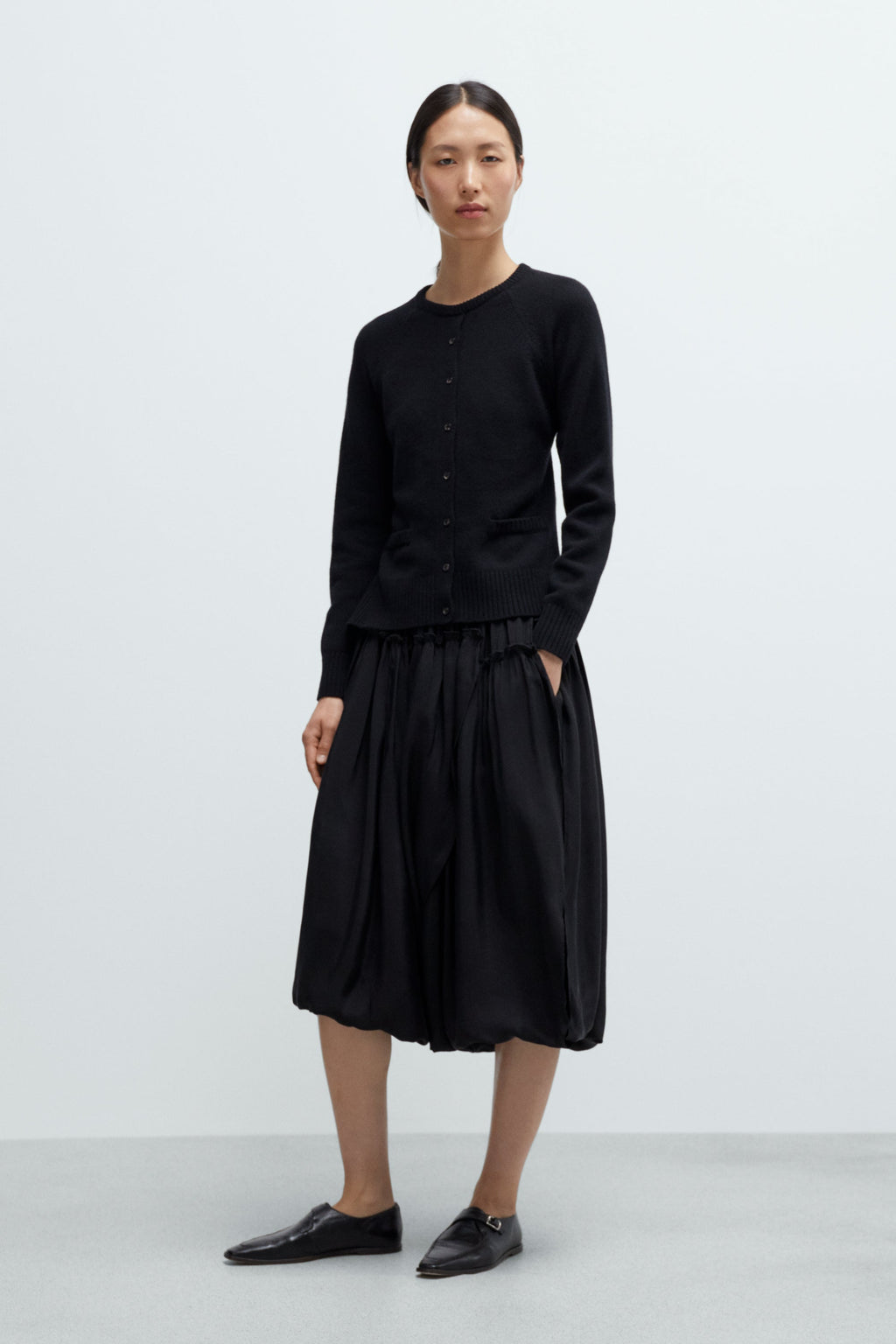 Cordera Merino Wool Open-Back Cardigan - Black