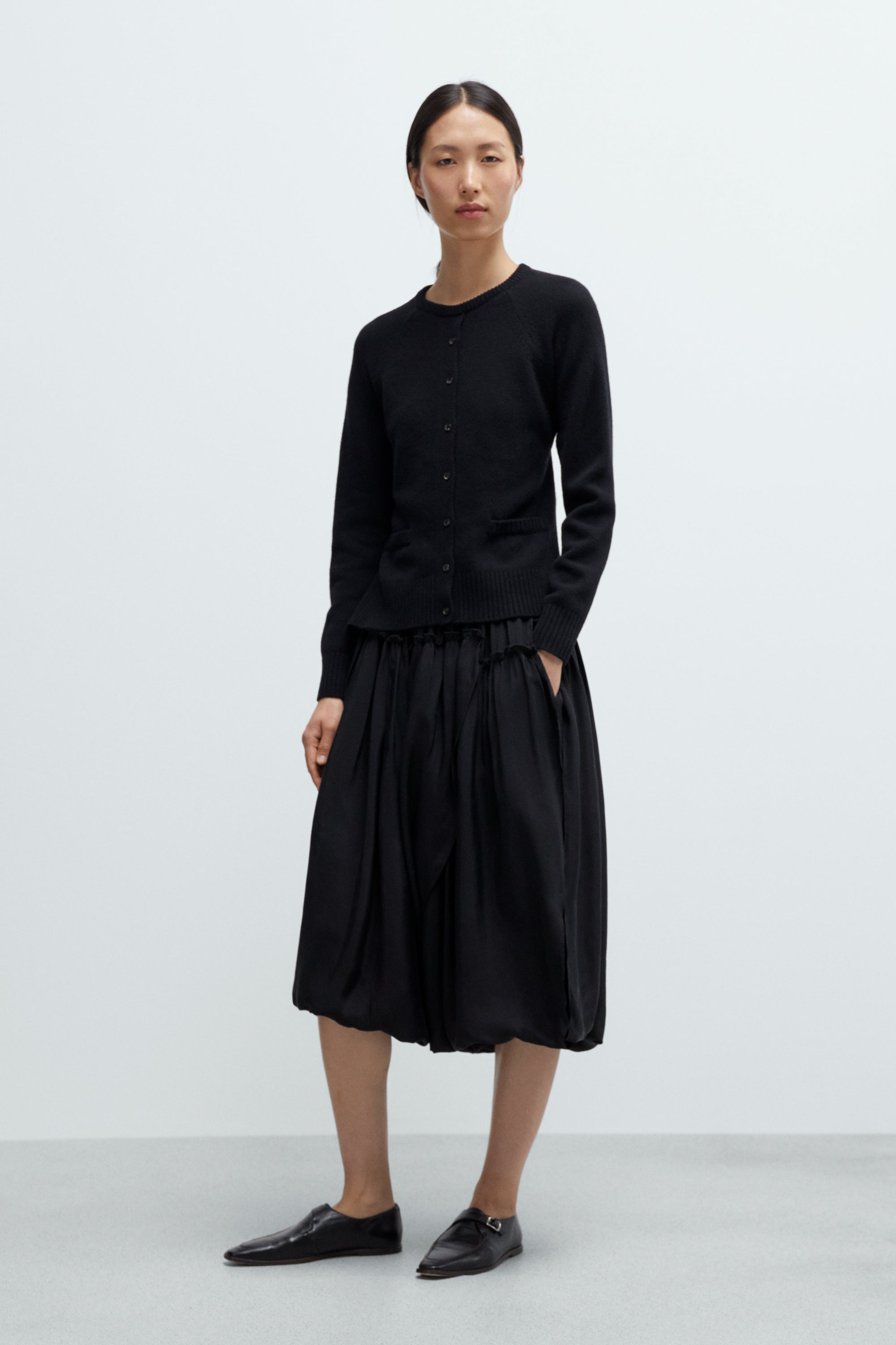 Cordera Merino Wool Open-Back Cardigan - Black