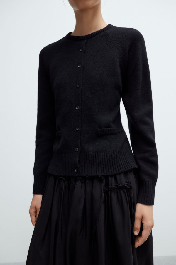Cordera Merino Wool Open-Back Cardigan - Black