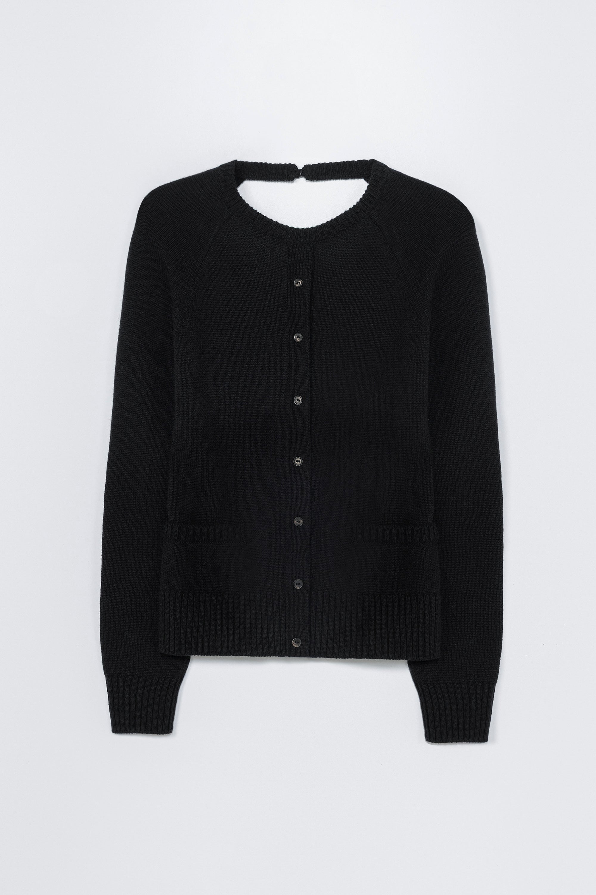 Cordera Merino Wool Open-Back Cardigan - Black