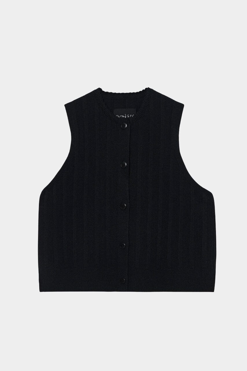 Cordera Merino Wool Ribbed Waistcoat - Black
