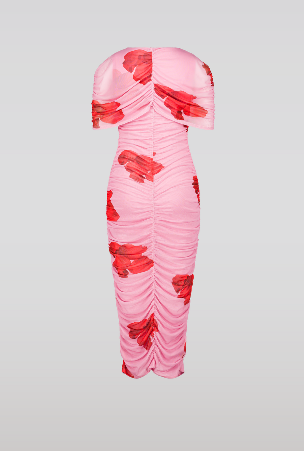 SAEMDI Mesh Floral Cape Midi Dress