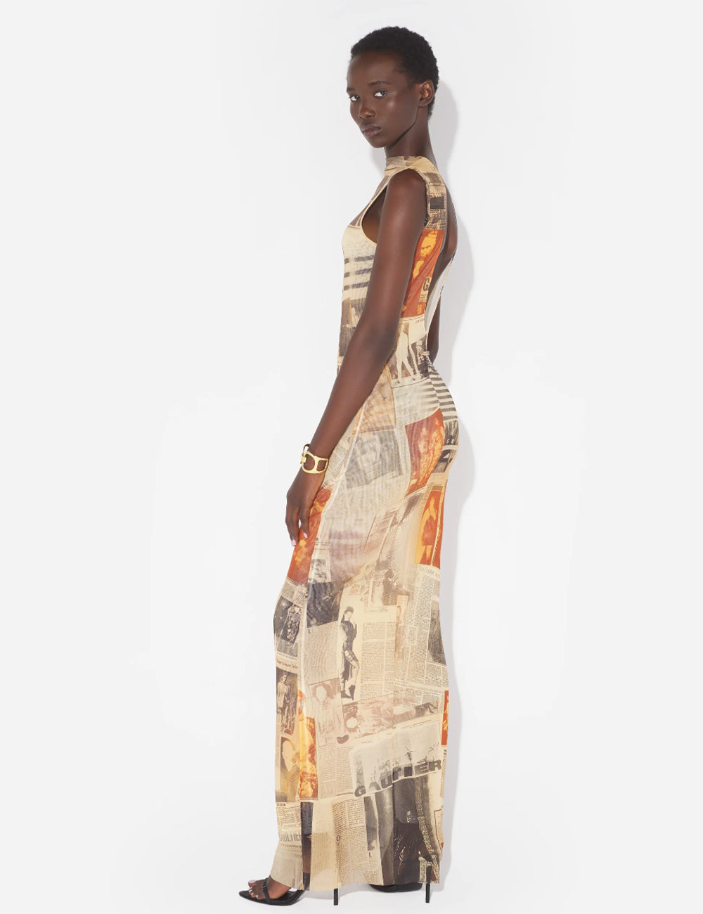 Jean Paul Gaultier Mesh Journal Maxi Dress