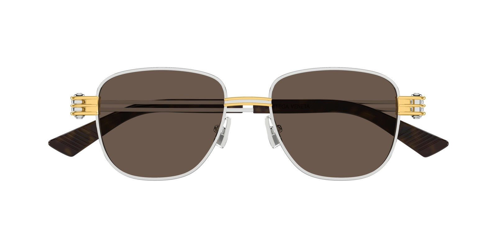 BOTTEGA VENETA Metal Square Sunglasses - Brown/Havana
