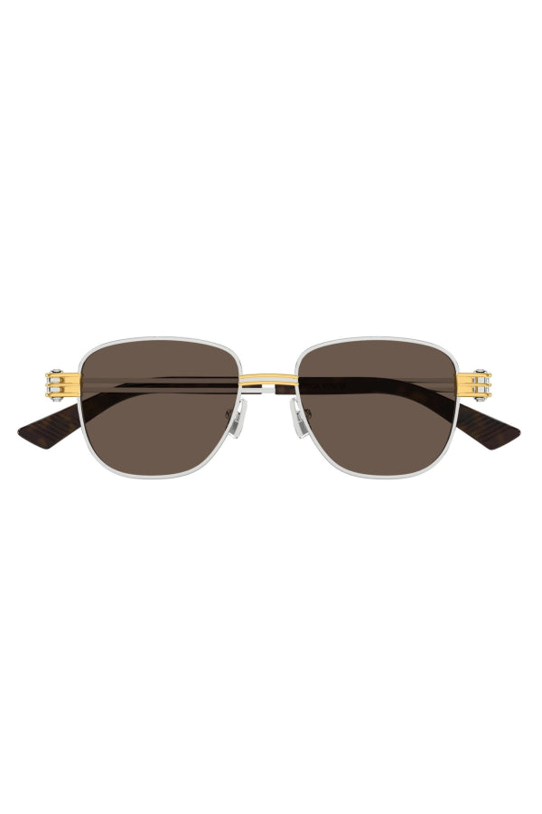 BOTTEGA VENETA Metal Square Sunglasses - Brown/Havana