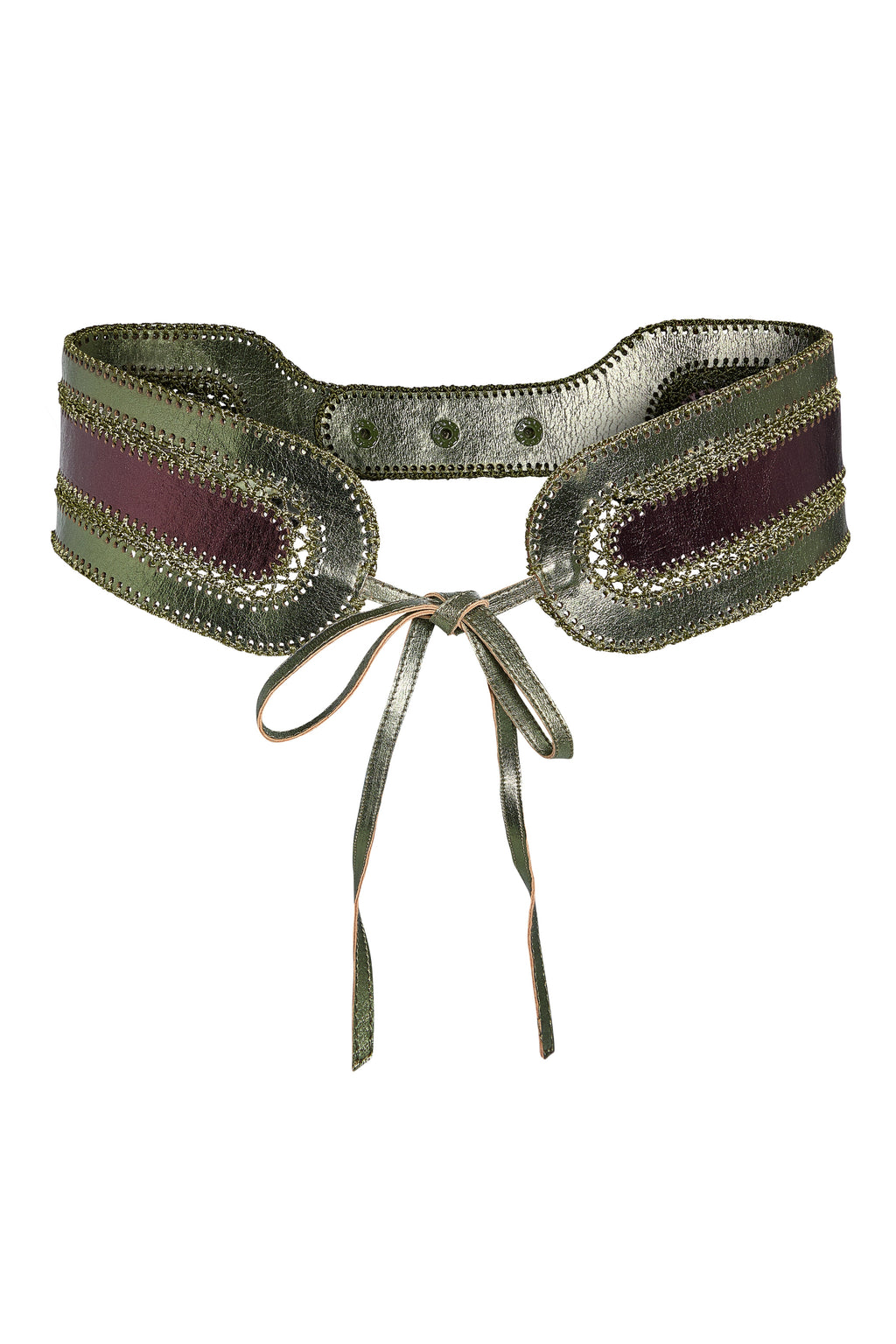 Cynthia Rowley Metallic Vegan Leather Belt - Burgundy