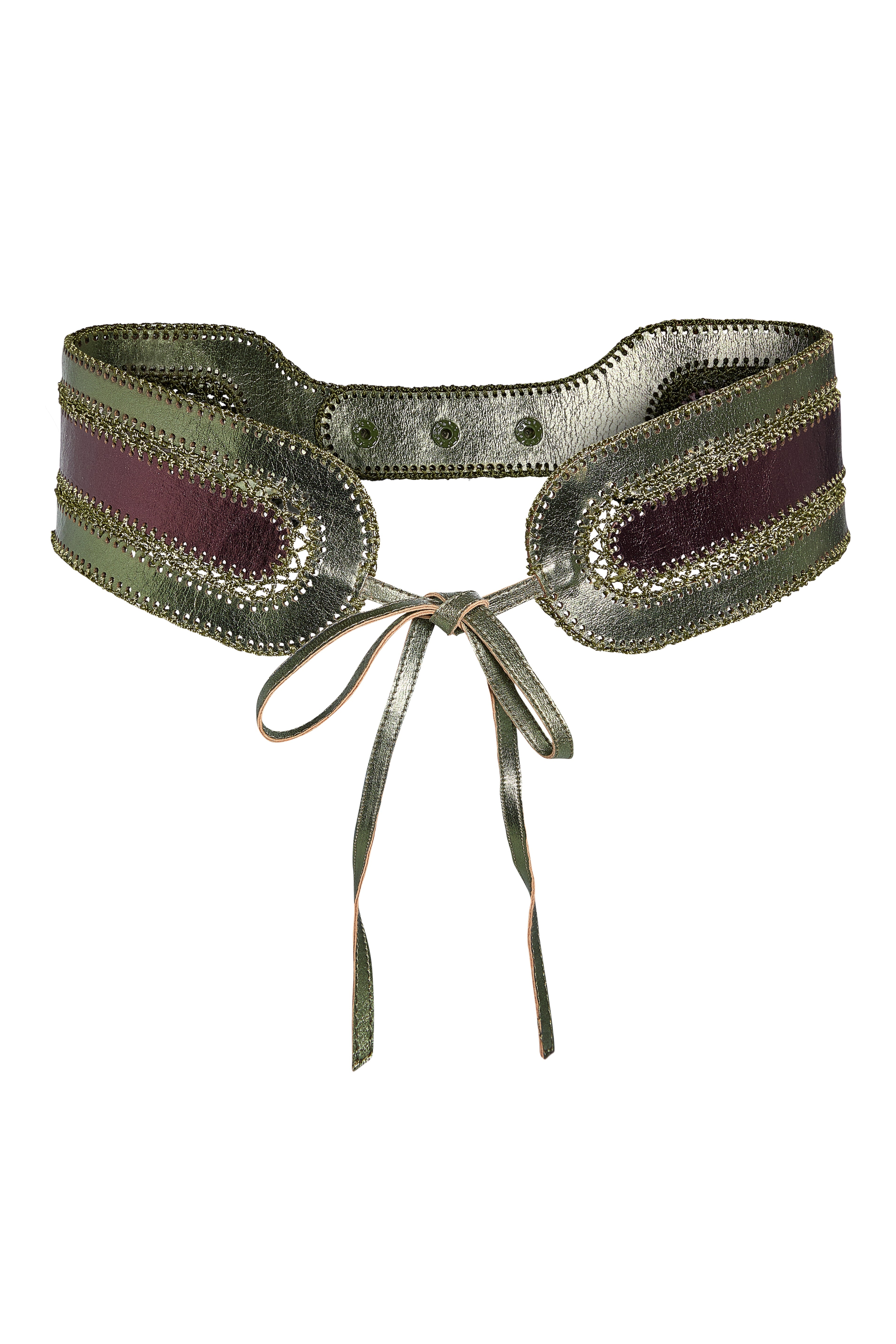 Cynthia Rowley Metallic Vegan Leather Belt - Burgundy