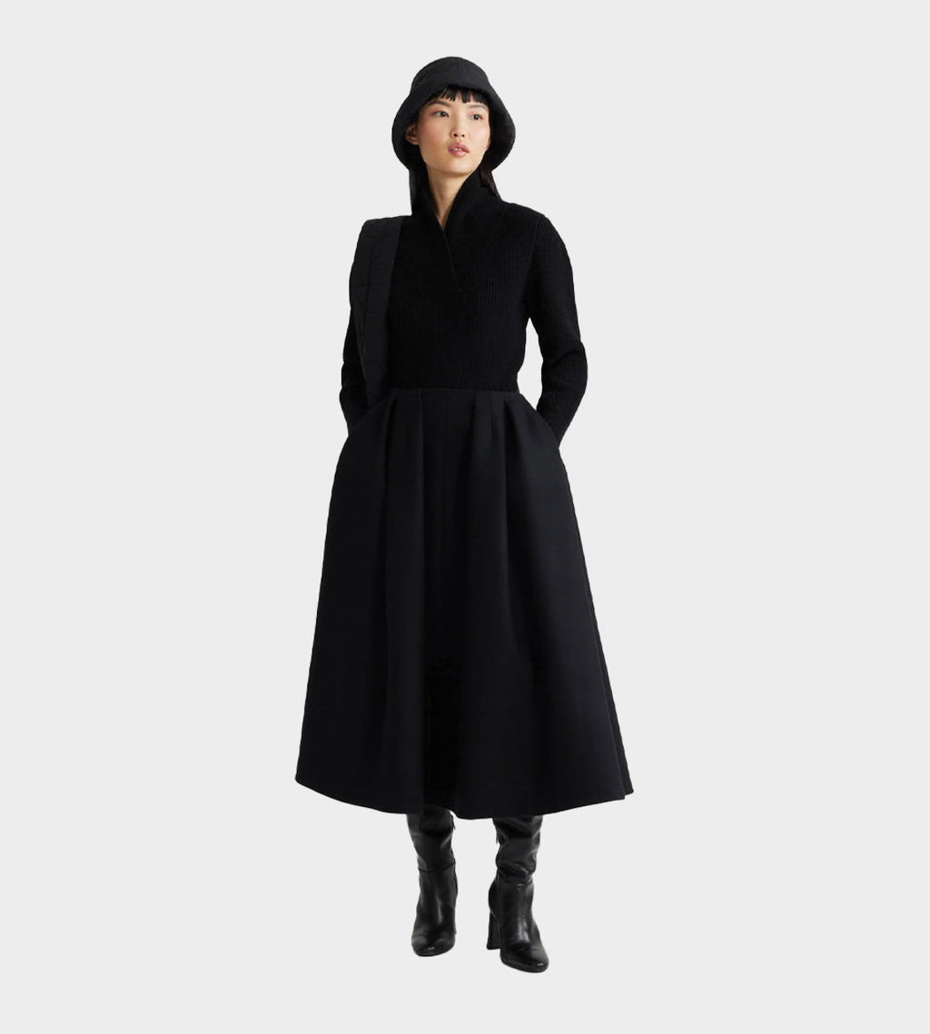 Patou Mid-length Volume Pleated Skirt - Black