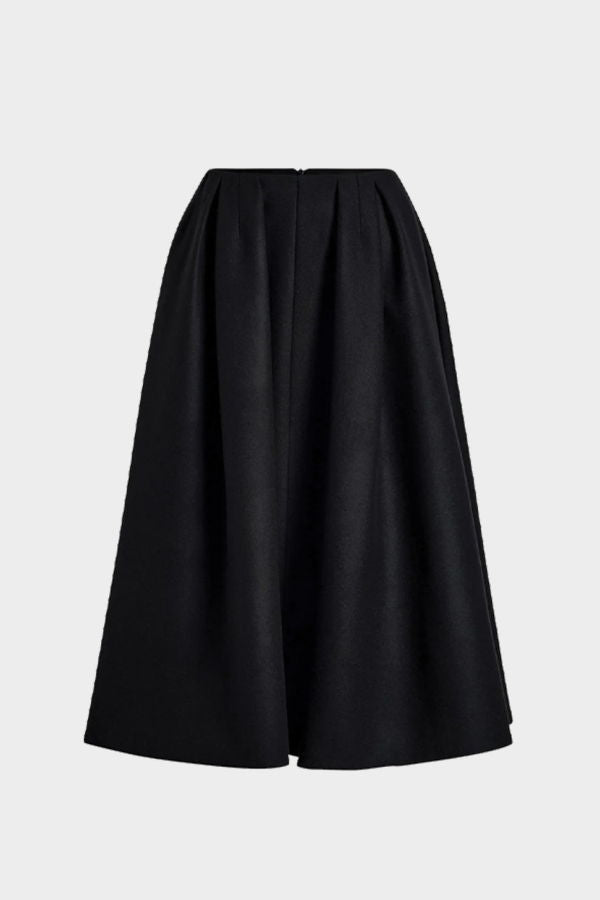 Patou Mid-length Volume Pleated Skirt - Black