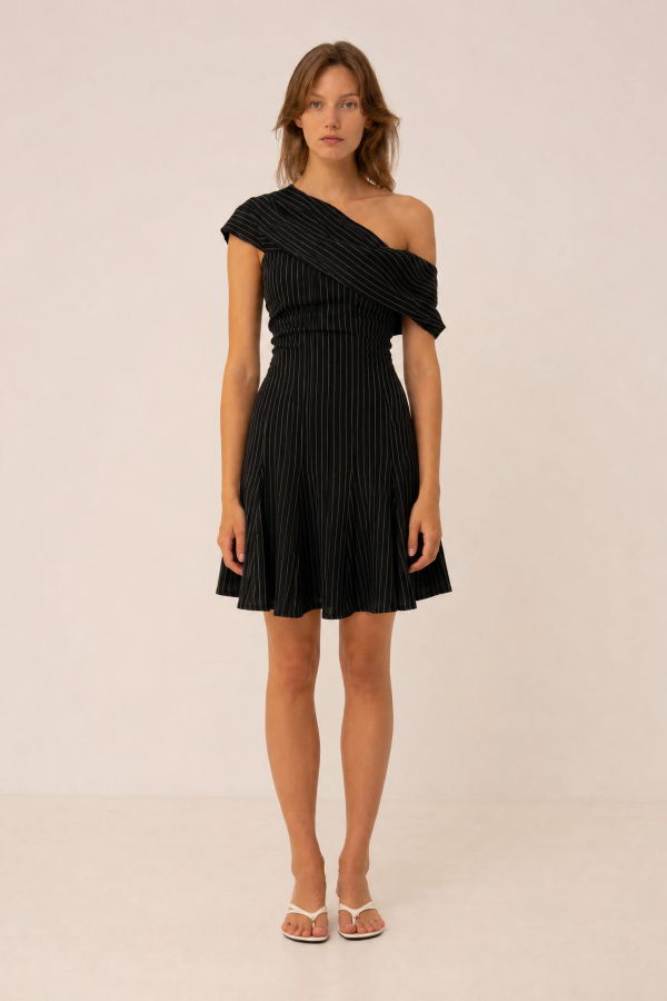 Carmen Says Striped Off Shoulder Mini Dress