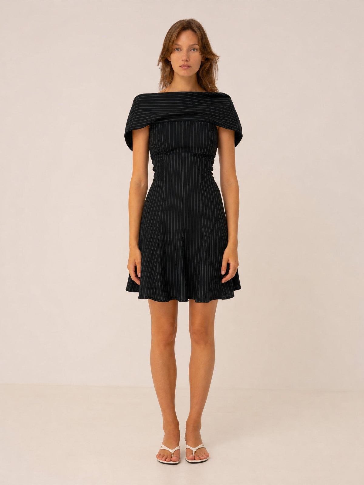 Carmen Says Striped Off Shoulder Mini Dress
