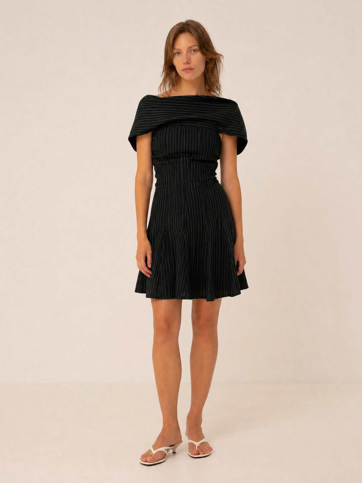 Carmen Says Striped Off Shoulder Mini Dress