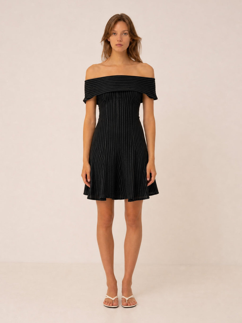 Carmen Says Striped Off Shoulder Mini Dress