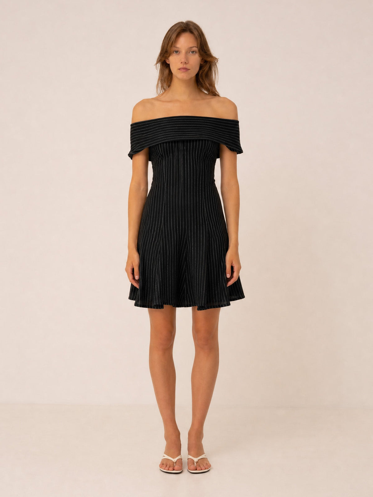Carmen Says Striped Off Shoulder Mini Dress