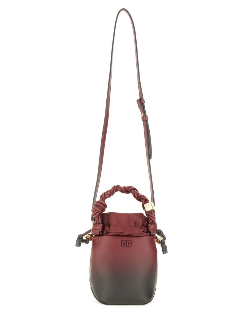 Ganni Mini Bou Bucket Bag - Burgundy/Black