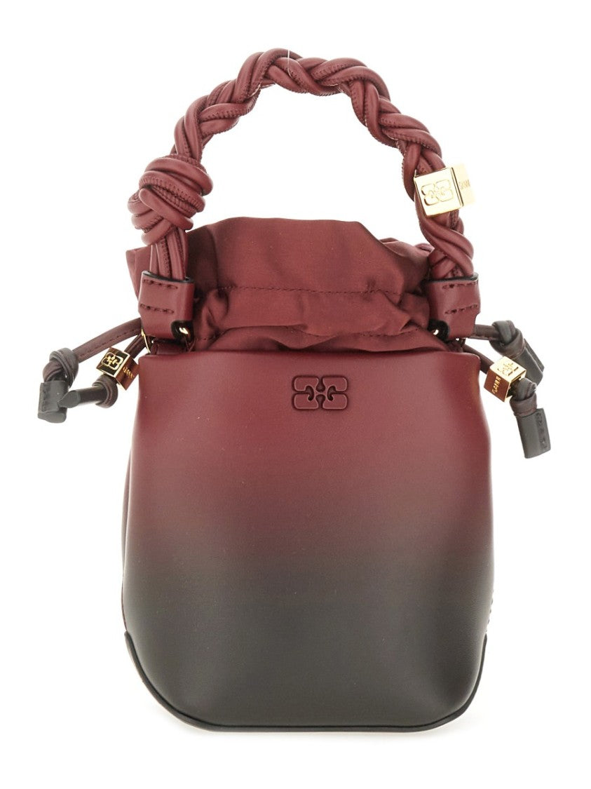 Ganni Mini Bou Bucket Bag - Burgundy/Black