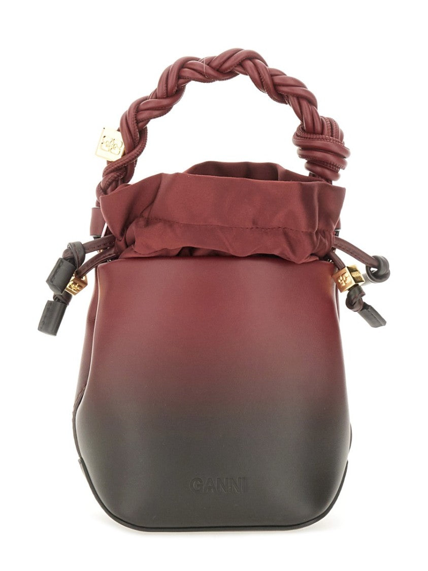 Ganni Mini Bou Bucket Bag - Burgundy/Black