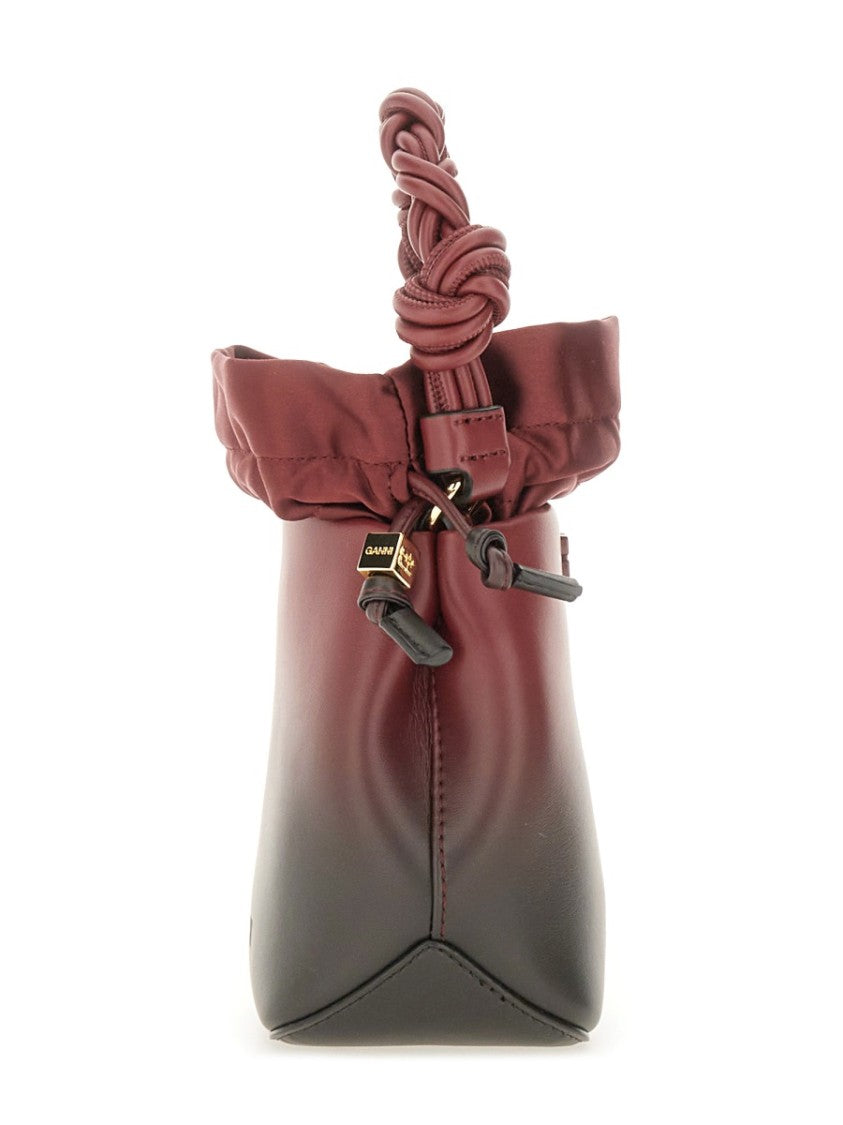 Ganni Mini Bou Bucket Bag - Burgundy/Black