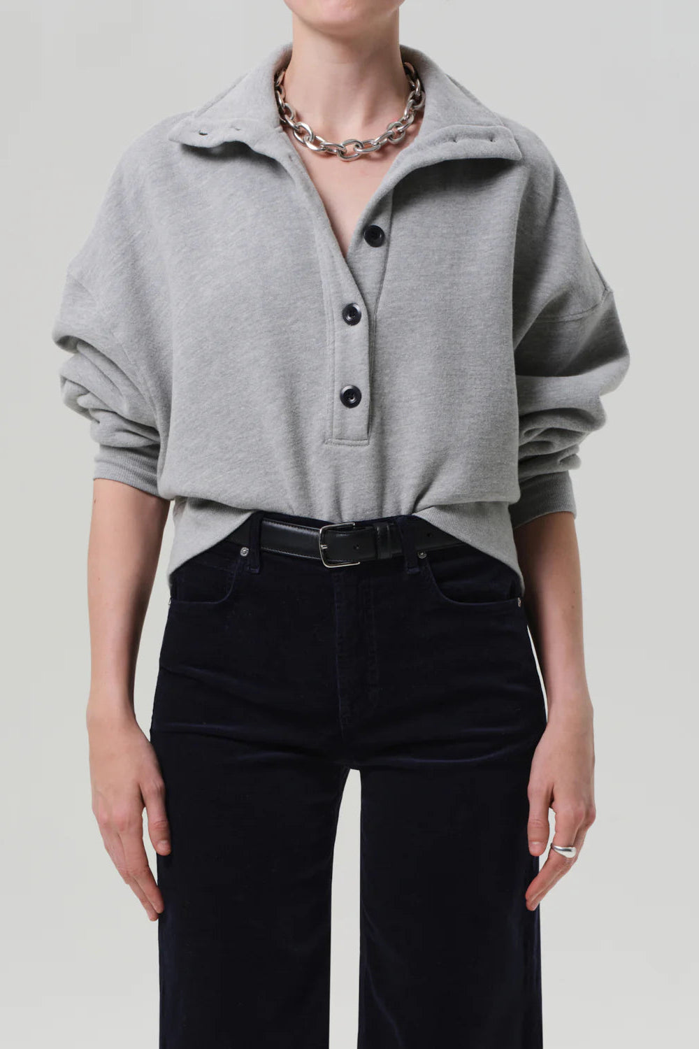 Citizens of Humanity Mirelle Funnel Neck Sweatshirt - Heather Grey