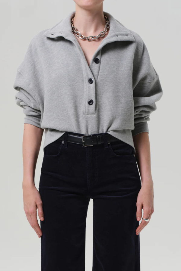 Citizens of Humanity Mirelle Funnel Neck Sweatshirt - Heather Grey
