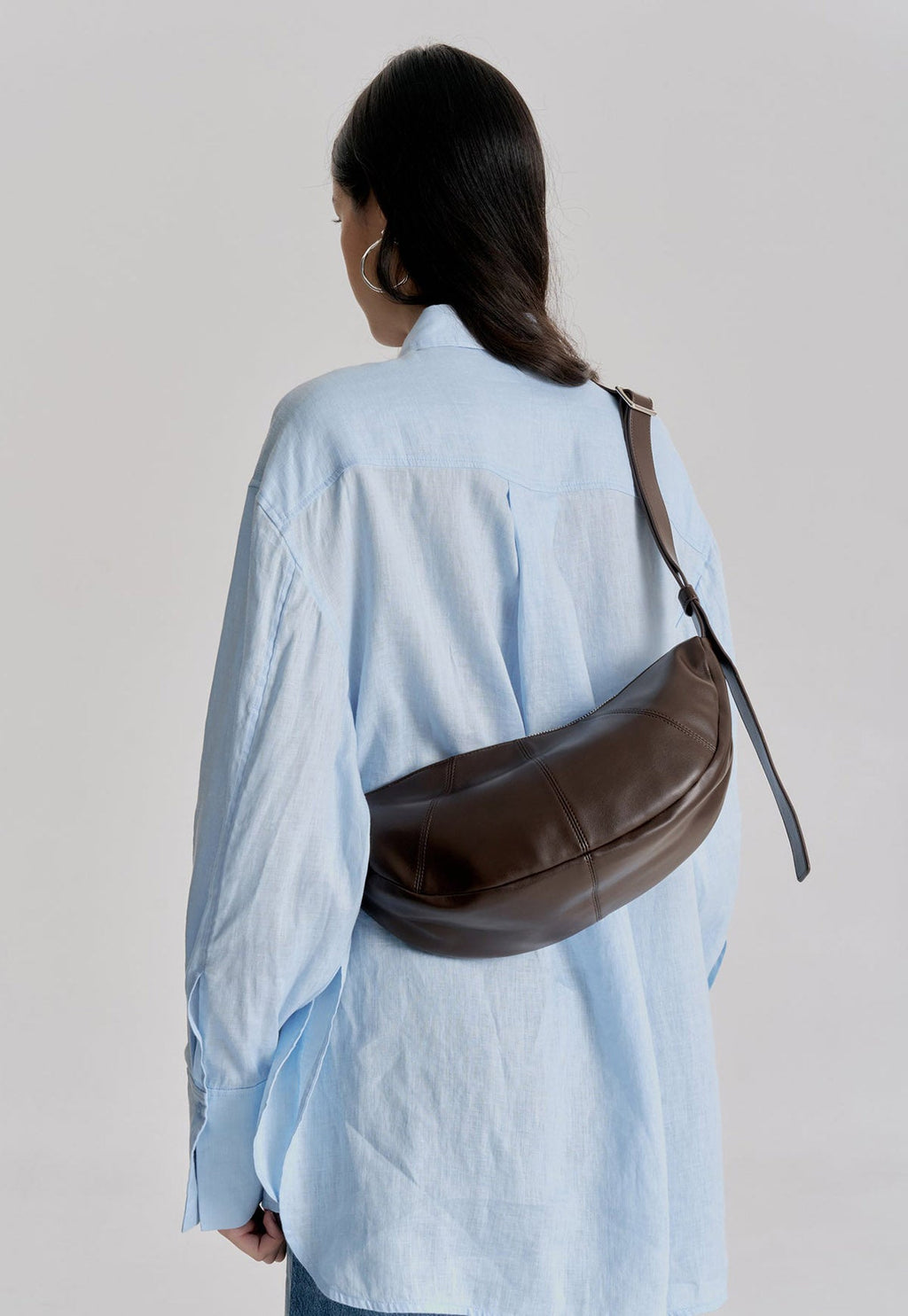 BRIE LEON Mischa Crescent Bag - Dark Chocolate