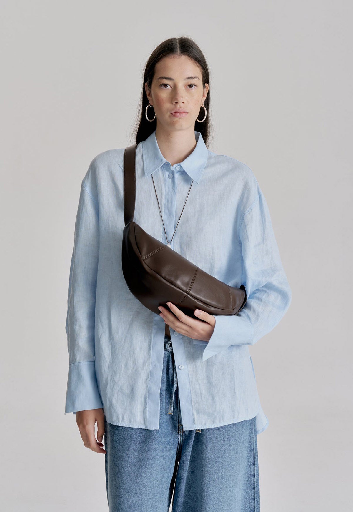 BRIE LEON Mischa Crescent Bag - Dark Chocolate
