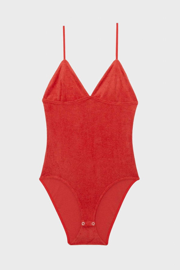 Baserange Mississippi Ecovero Velour Bodysuit - Mino Red