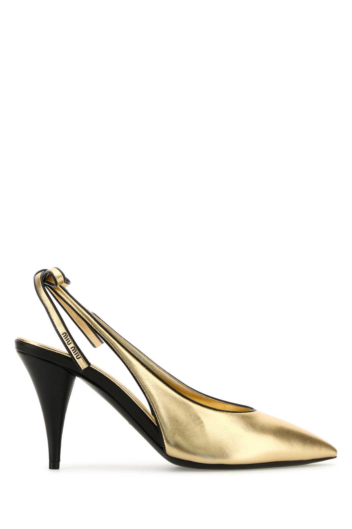 MIU MIU Gold Leather Pumps - Gold