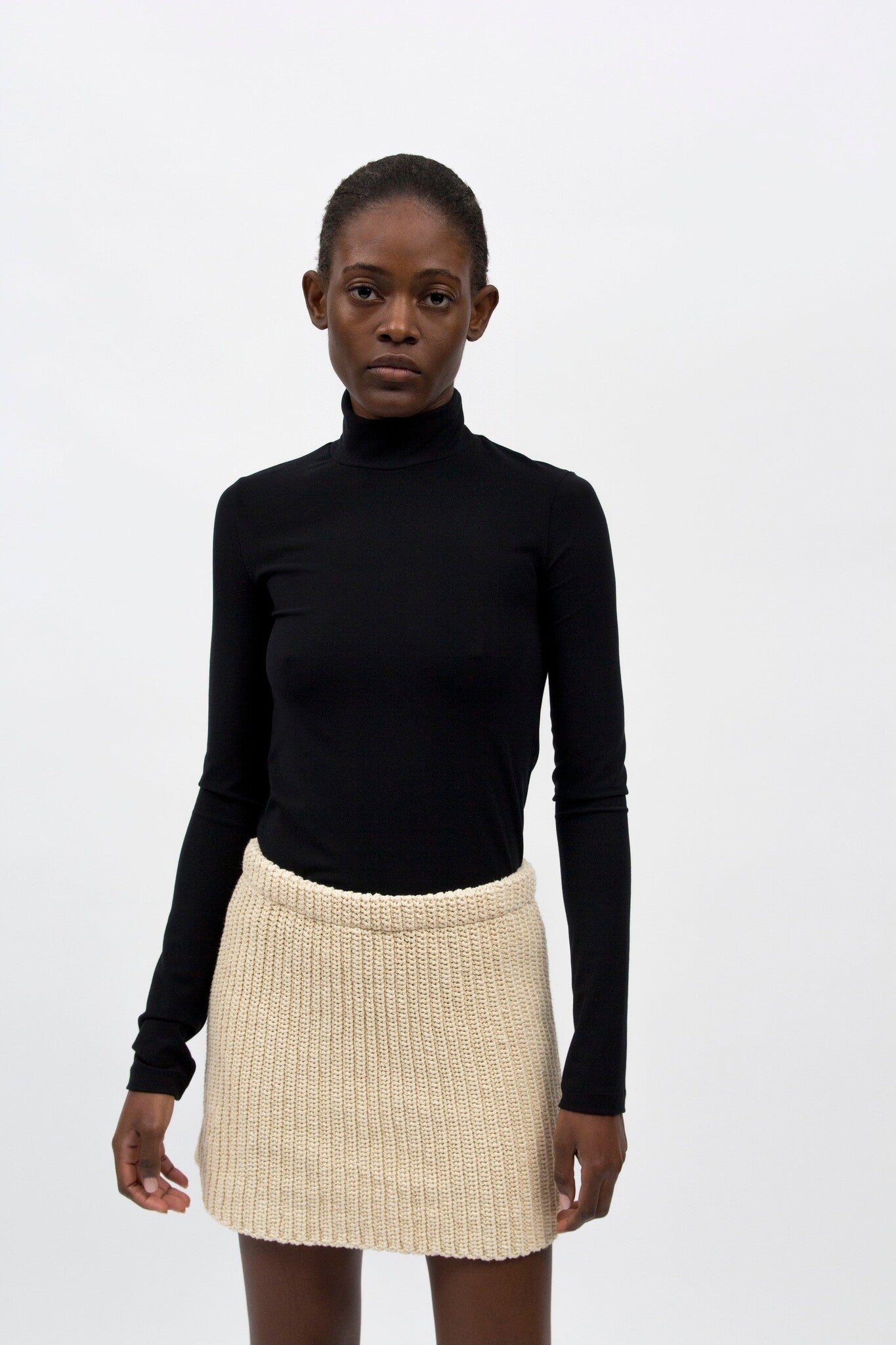 Black to grey Mockneck City Top - Black