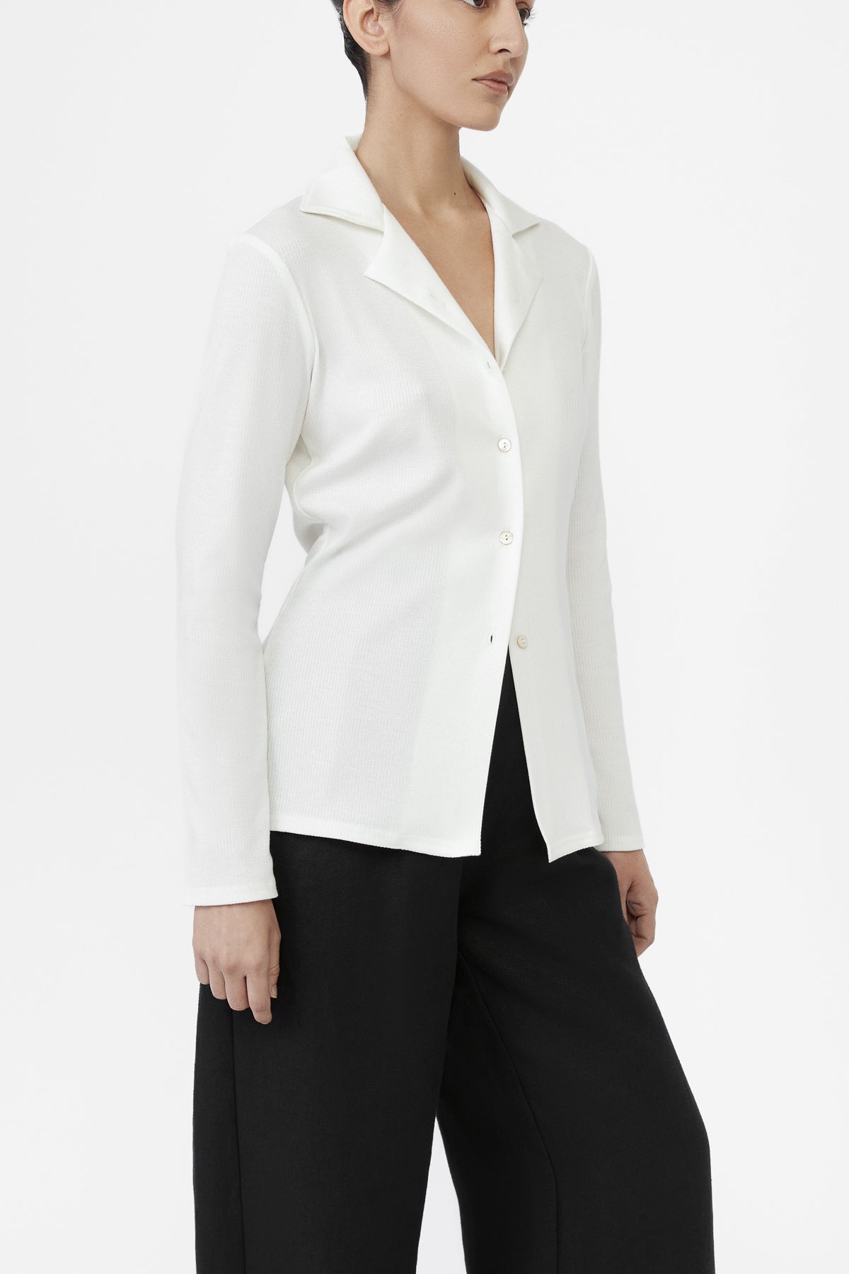DĀL THE LABEL Modal Rib Knit Collared Cardigan