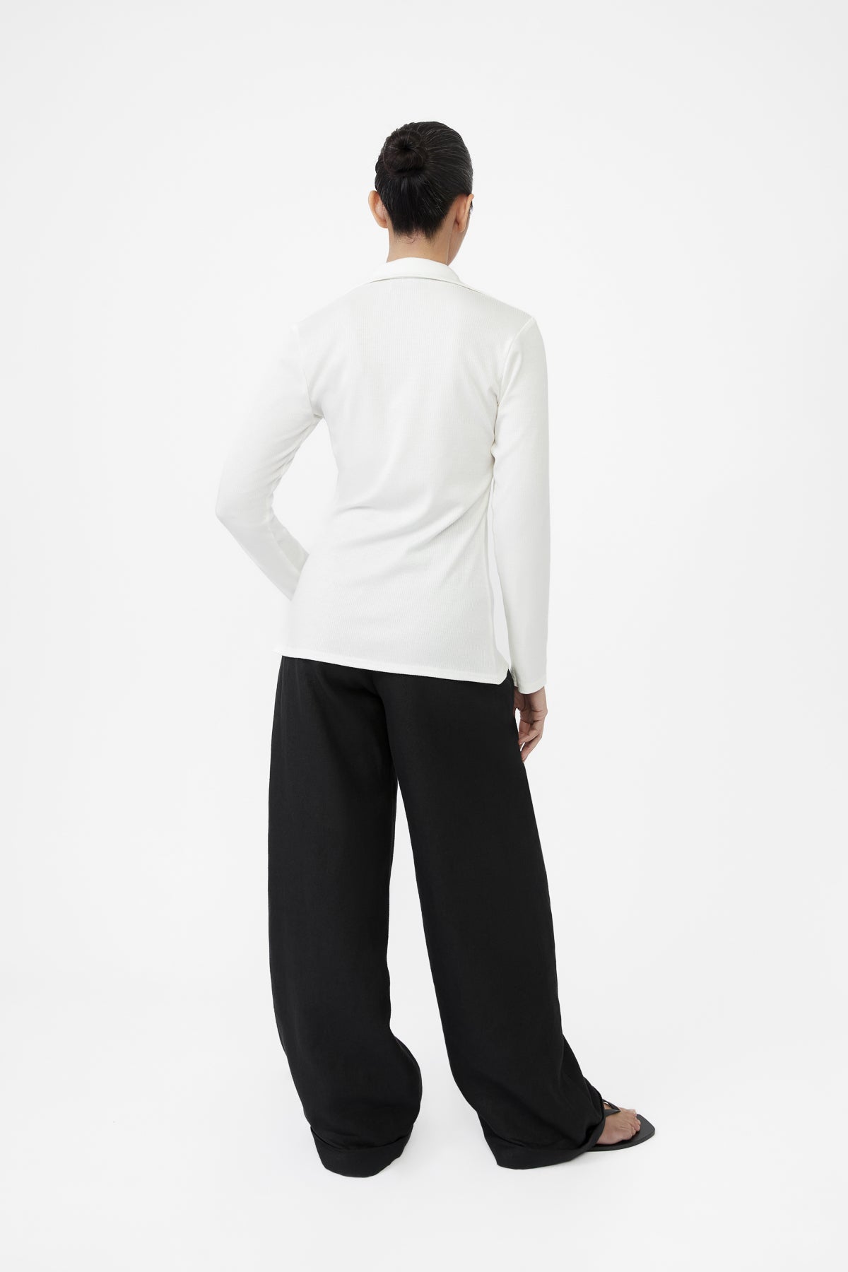 DĀL THE LABEL Modal Rib Knit Collared Cardigan