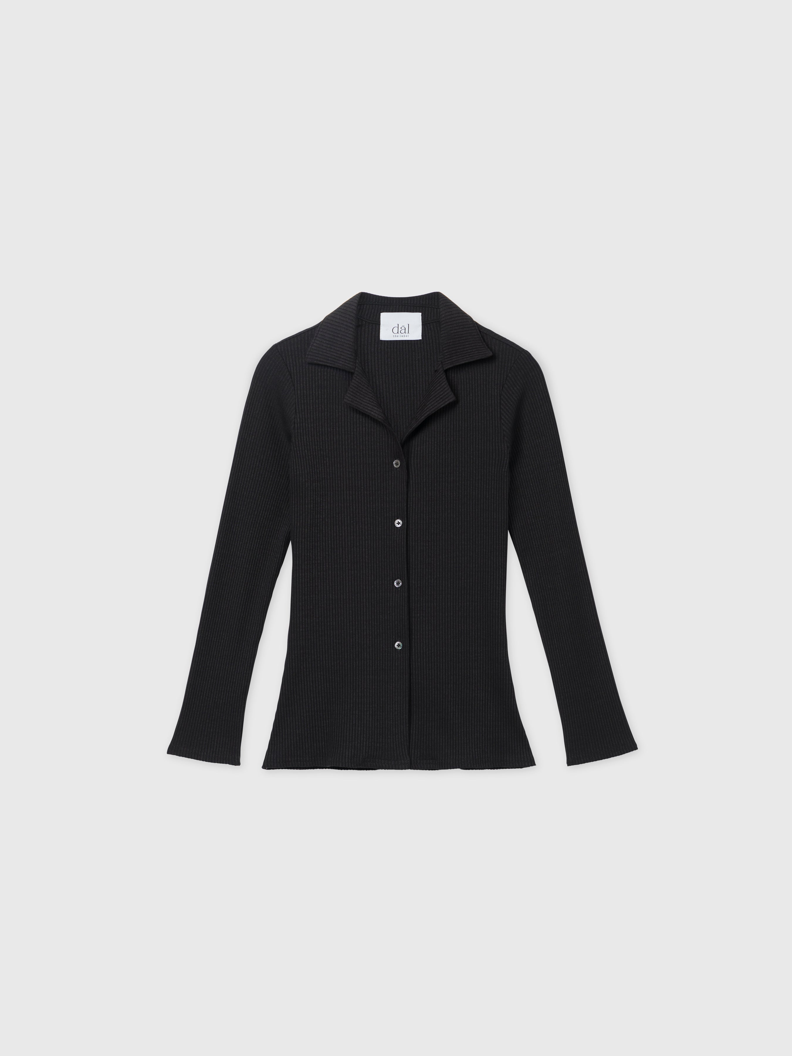 DĀL THE LABEL Modal Rib Knit Collared Cardigan